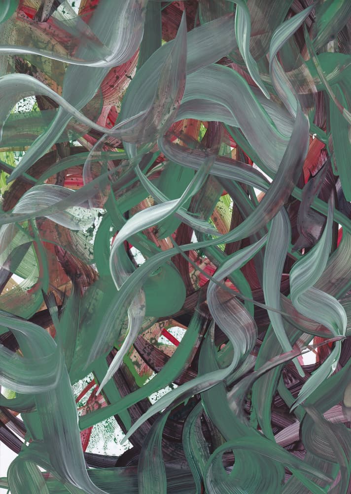 Flowing Green Abstract by Maira Ribena — canvas wall art