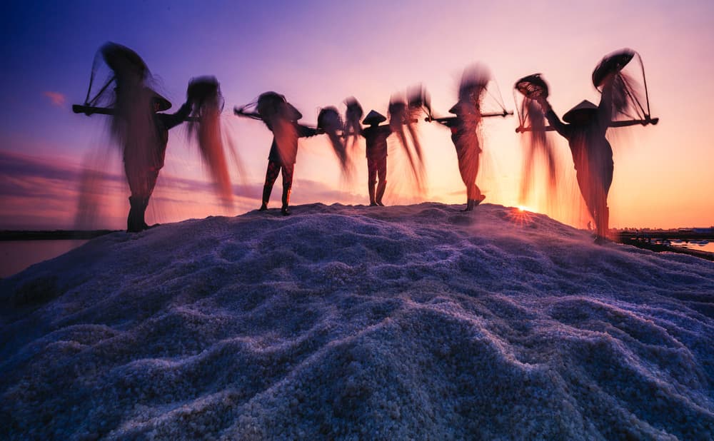 Salt Farmers Golden Hour by Nguyen Tan Tuan — canvas wall art
