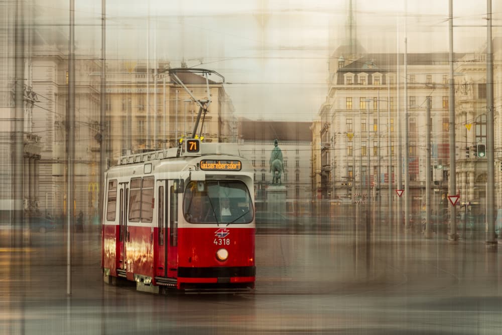 Urban Tram In Motion by Dieter Reichelt — canvas wall art