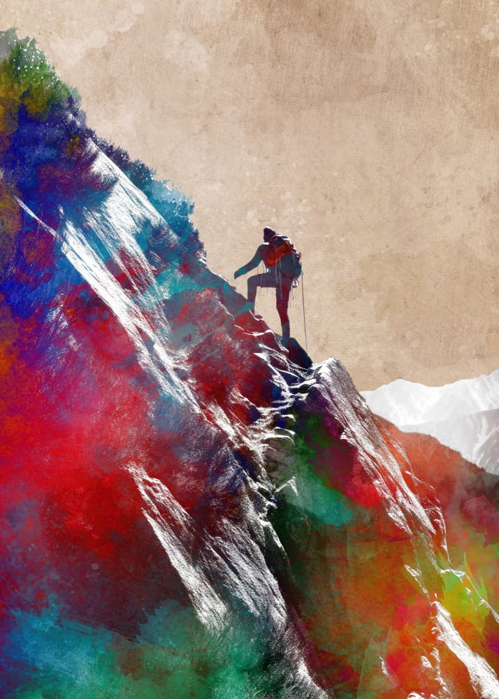Colorful Mountain Ascent by Justyna Jaszke — canvas wall art