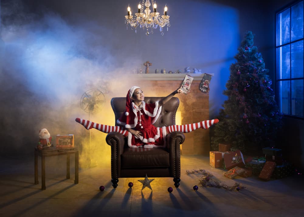 Playful Santa Splits by Sita Gramich — canvas wall art