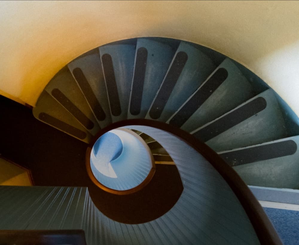Blue Spiral Staircase by Kirk Cypel — canvas wall art