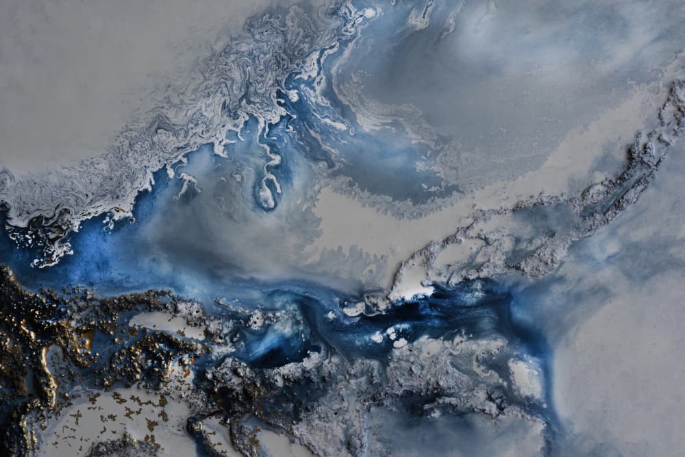 Abstract GREY blue - Arctic Waters by Petra Meikle de Vlas — canvas wall art