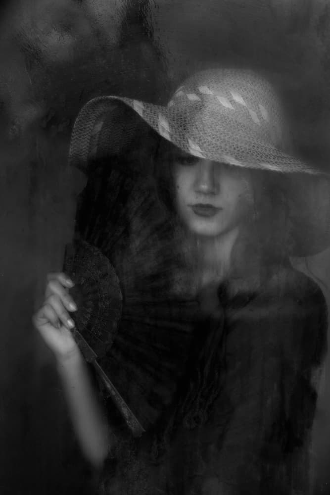 Mysterious Woman With Fan by Ummu Nisan Kandilcioglu — canvas wall art