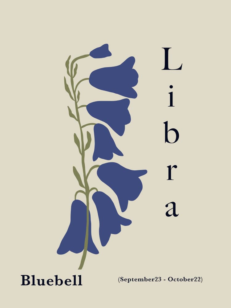 Bluebell Libra Zodiac by Miho Art Studio — canvas wall art