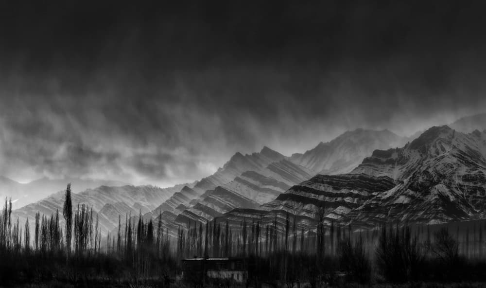 Misty Layered Mountains by Jassi Oberai — canvas wall art