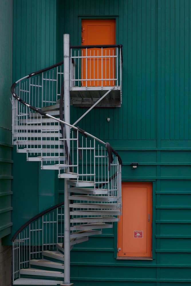 Spiral Staircase Orange Doors by Wiolett — canvas wall art