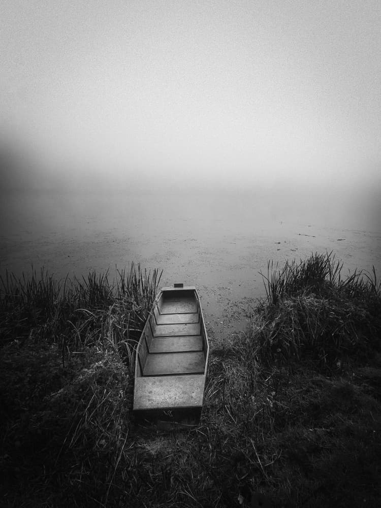 Misty Lake Boat by Leicher Oliver — canvas wall art