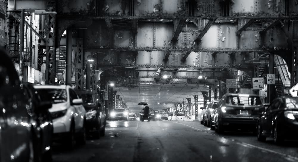 Rainy City Street by Javier de la Torre — canvas wall art