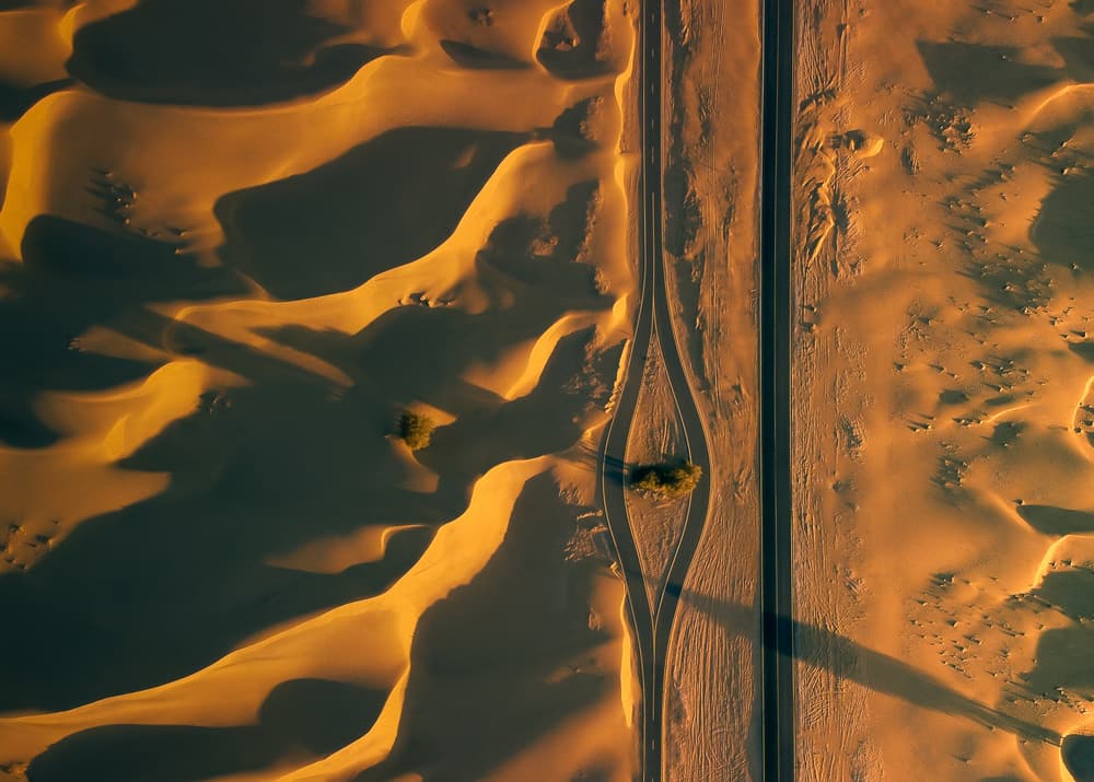 Golden Desert Highway by Majid Behzad — canvas wall art