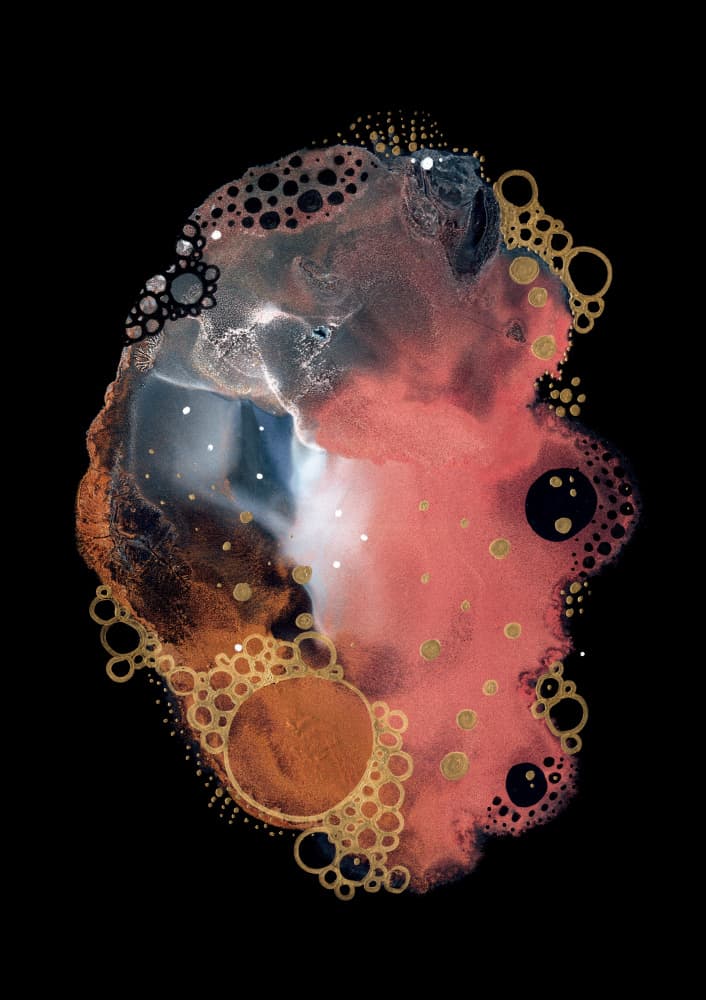 Cosmic Gold Bubbles by Amy Louise Baker — canvas wall art