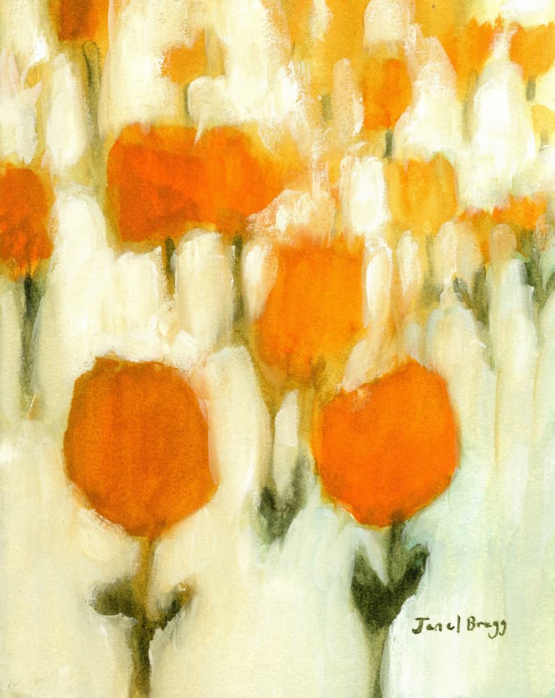 Warm Abstract Flowers by Janel Bragg — canvas wall art