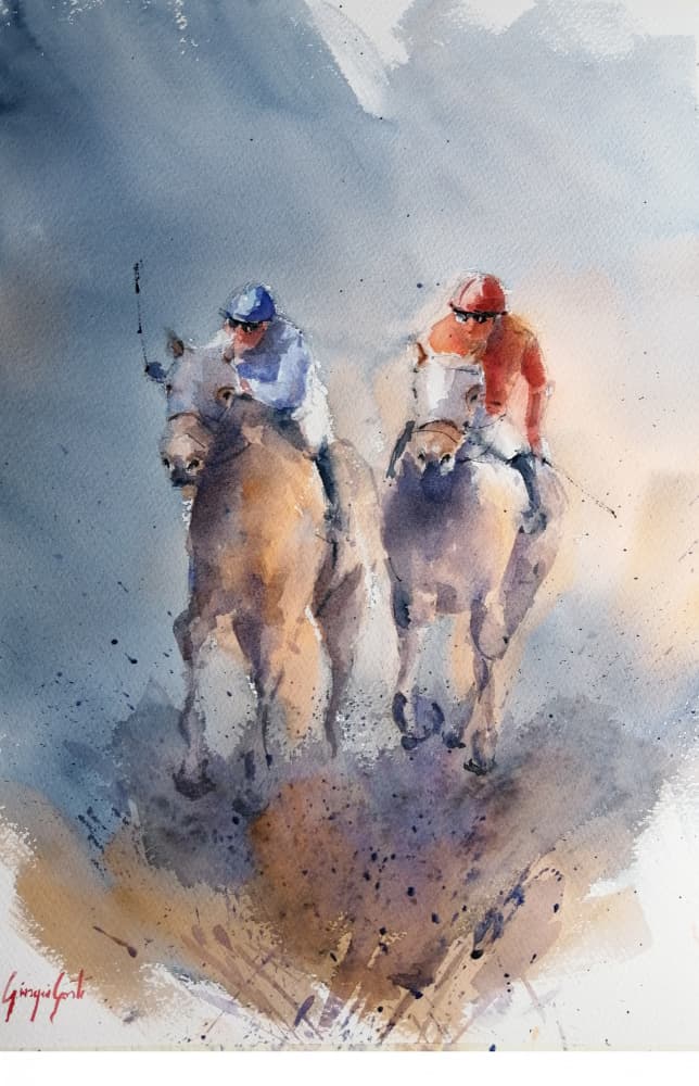 Dynamic Horse Race by Giorgio Gosti — canvas wall art