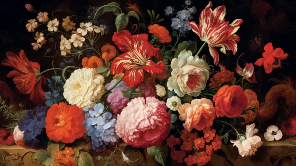 Vibrant Floral Still Life by Bilge Paksoylu — canvas wall art