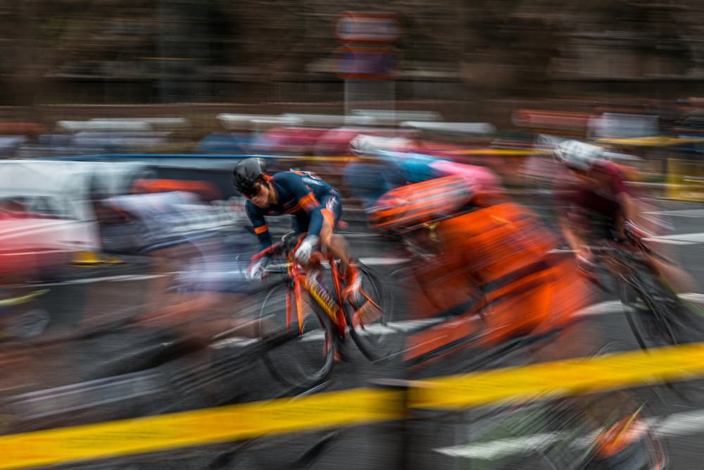 Fast Cyclists Blur by Yuzo Fujii — canvas wall art