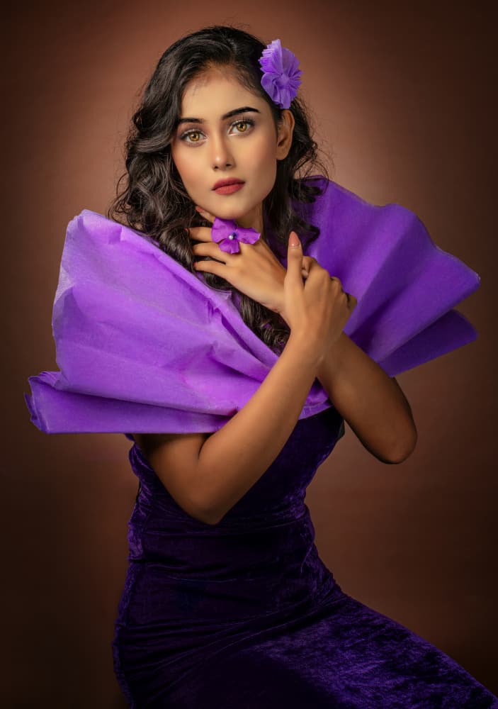 Woman in Purple Elegance by DEBASISH CHATTOPADHYAY — canvas wall art