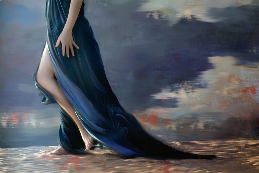 Ethereal Blue Flowing Gown by Charlaine Gerber — canvas wall art