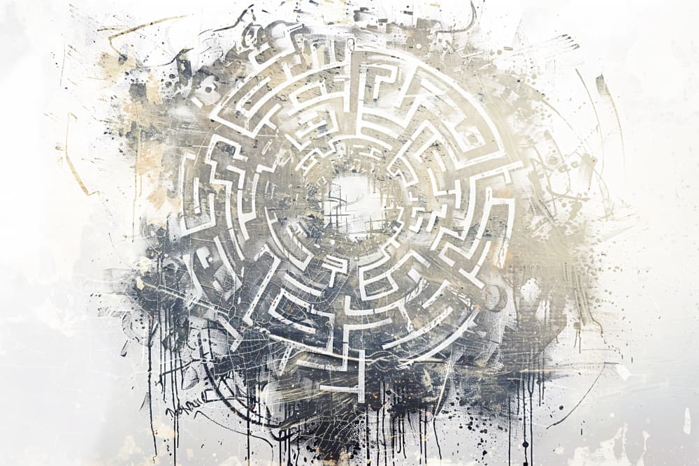 Abstract Grunge Maze by Rafal Kulik — canvas wall art