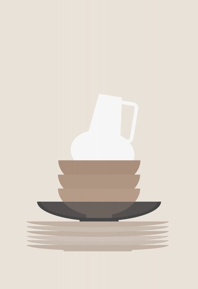 Minimalist Dishes Stack by Rosana Laiz Blursbyai — canvas wall art