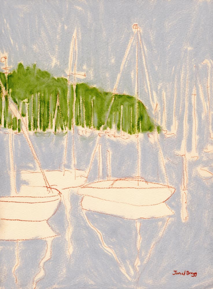 Serene Sailboat Harbor by Janel Bragg — canvas wall art