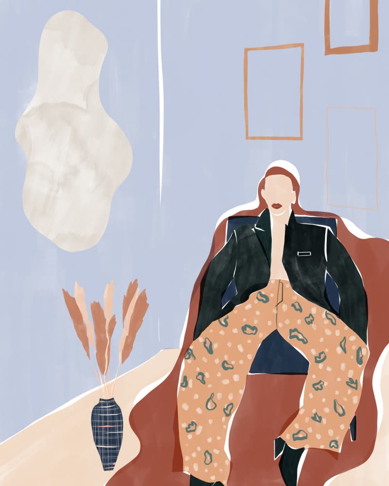 Stylish Woman Relaxing by Ivy Green Illustrations — canvas wall art