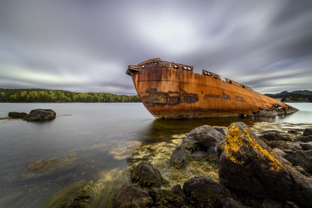 Rusty Shipwreck Serenity by Raimondo Restelli — canvas wall art