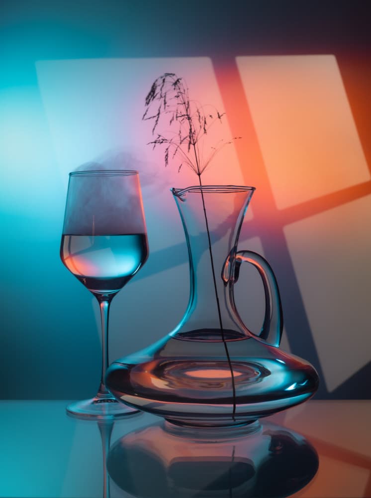 Glassware with Colorful Light by Rico Cavallo — canvas wall art