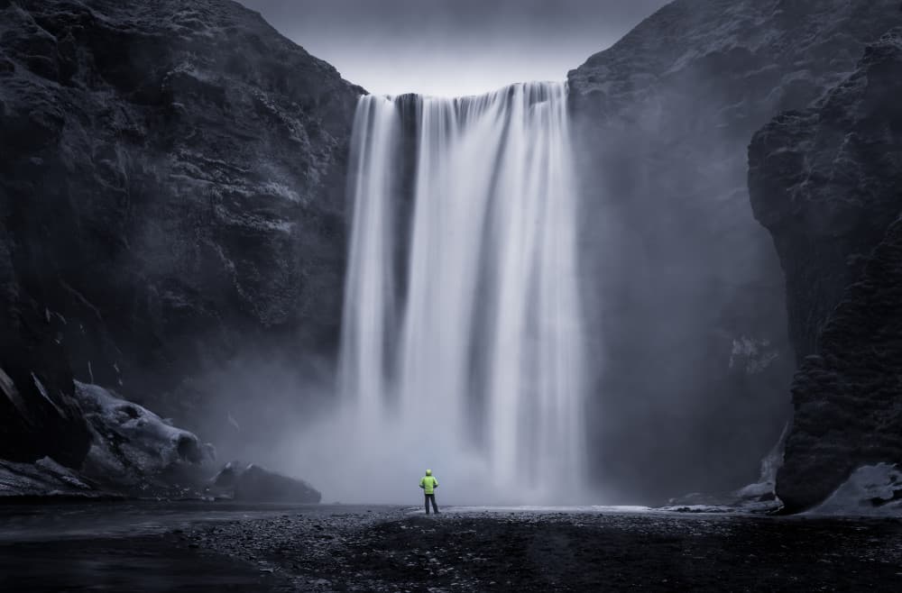 Towering Waterfall Scene by Catherine Lu — canvas wall art