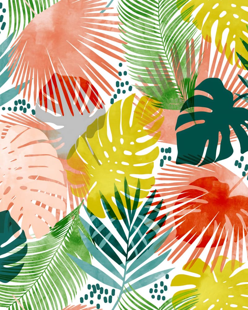 Vibrant Tropical Leaves by Uma Gokhale — canvas wall art