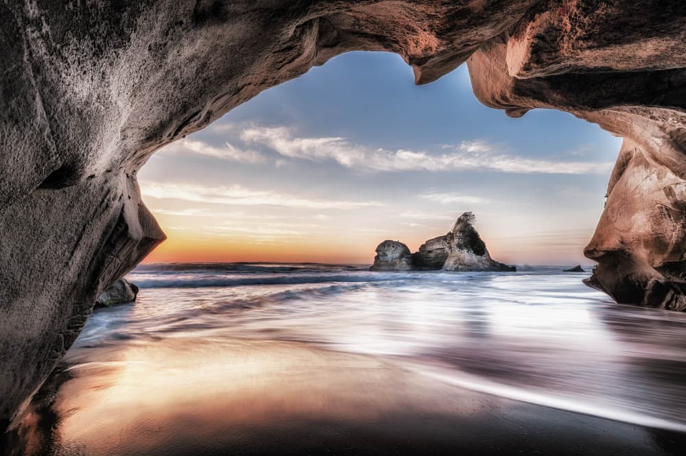 Golden Hour Sea Cave by Daiki Suzuki — canvas wall art