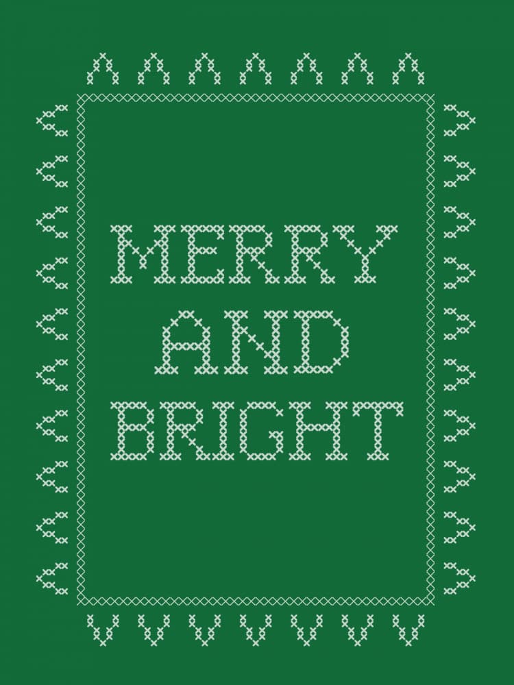 Merry And Bright Cross Stitch by Jolly and Dash — canvas wall art