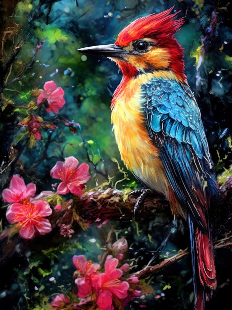Vibrant Tropical Bird by Justyna Jaszke — canvas wall art