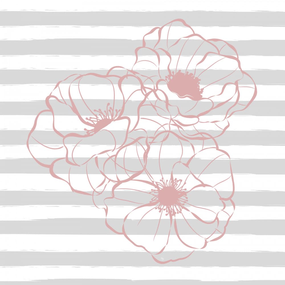 Delicate Pink Floral Stripes by Martina — canvas wall art