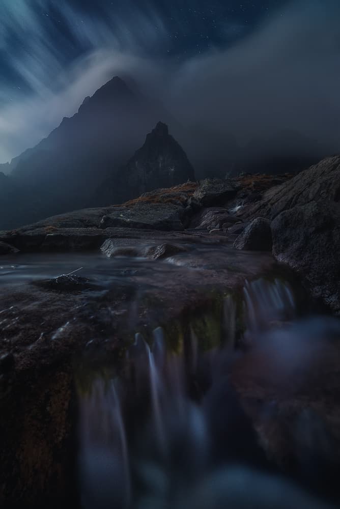 Misty Mountain Night Falls by Marian Kuric QEP — canvas wall art