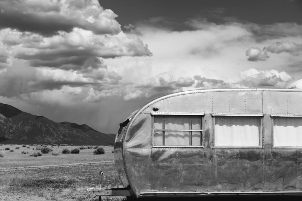 Vintage Camper Stormy Sky by Bethany Young — canvas wall art