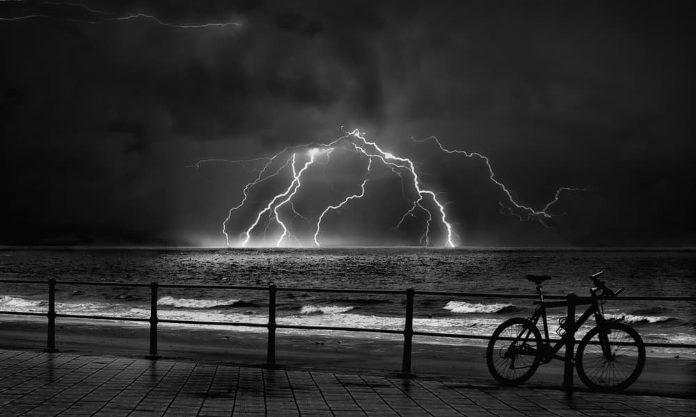 Stormy Ocean Bicycles by Yvette Depaepe — canvas wall art