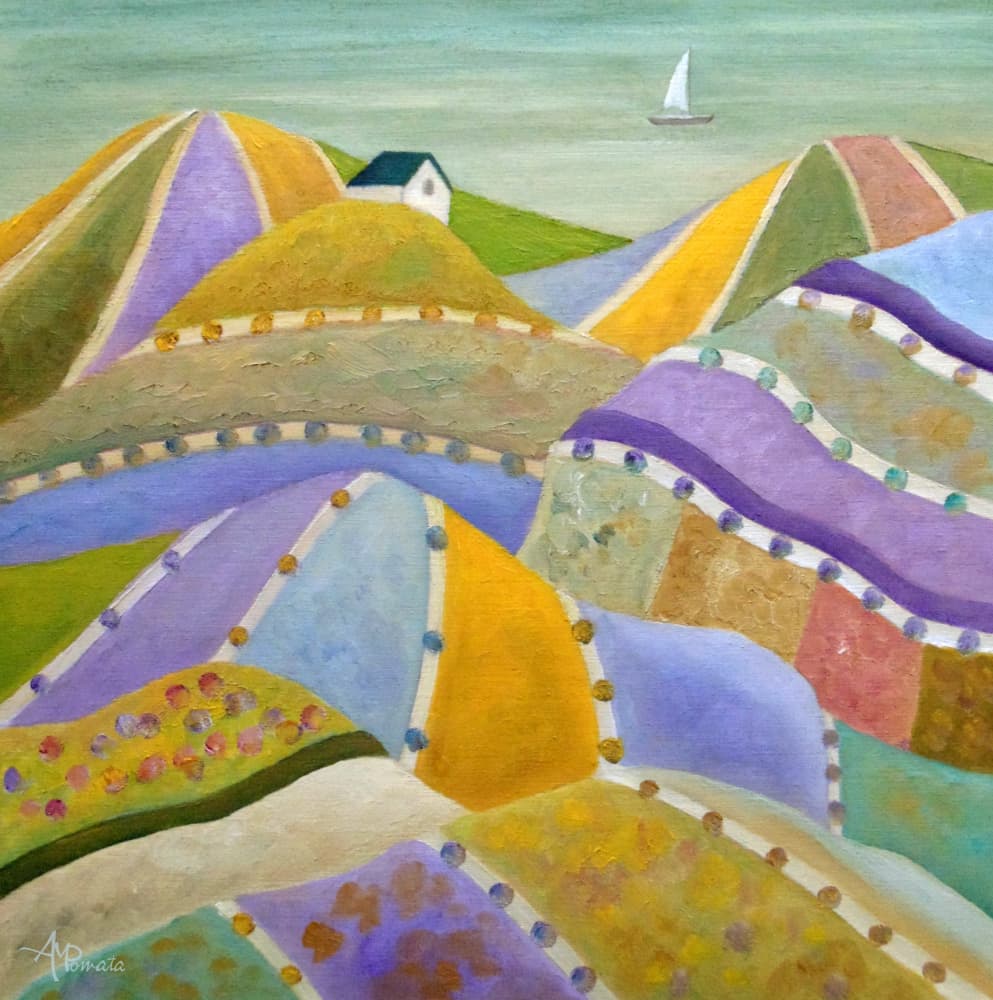 Colorful Patchwork Hills by Angeles M. Pomata — canvas wall art