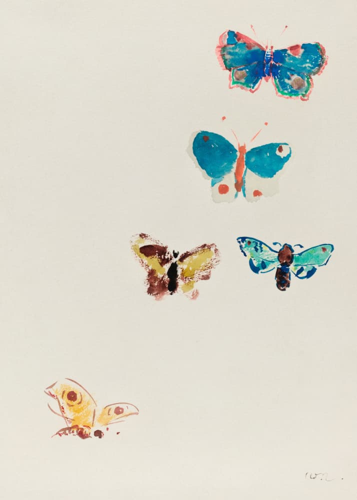 Five Butterflies by Odilon Redon — canvas wall art