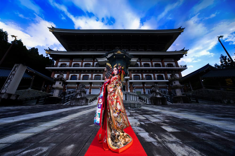 Japanese Kimono Temple by Hiroaki Suemasa — canvas wall art