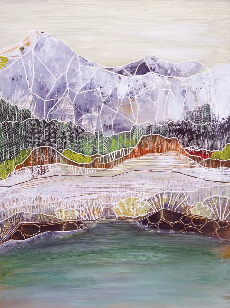 Geometric Mountain Lake by Sarah Fitzgerald — canvas wall art