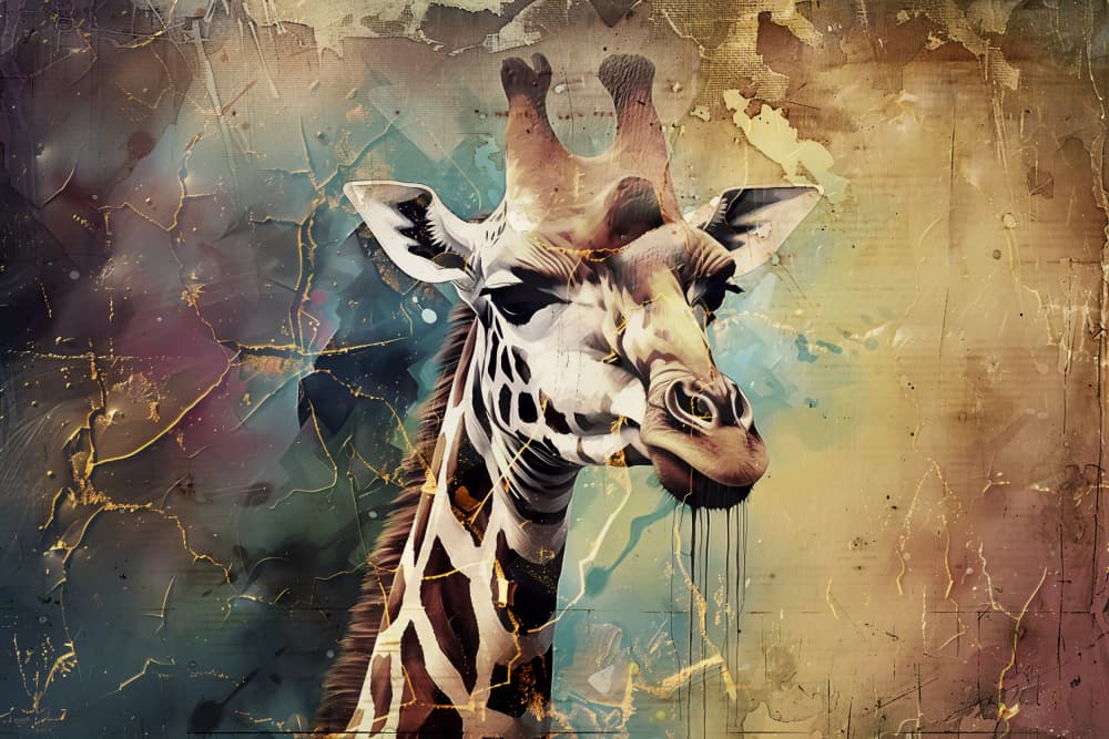 Majestic Textured Giraffe by Rafal Kulik — canvas wall art