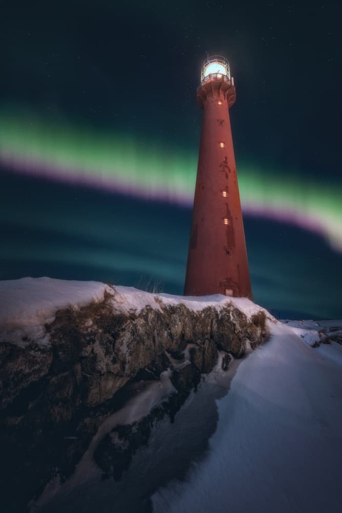 Arctic Lighthouse Aurora by Giovanni Venier — canvas wall art