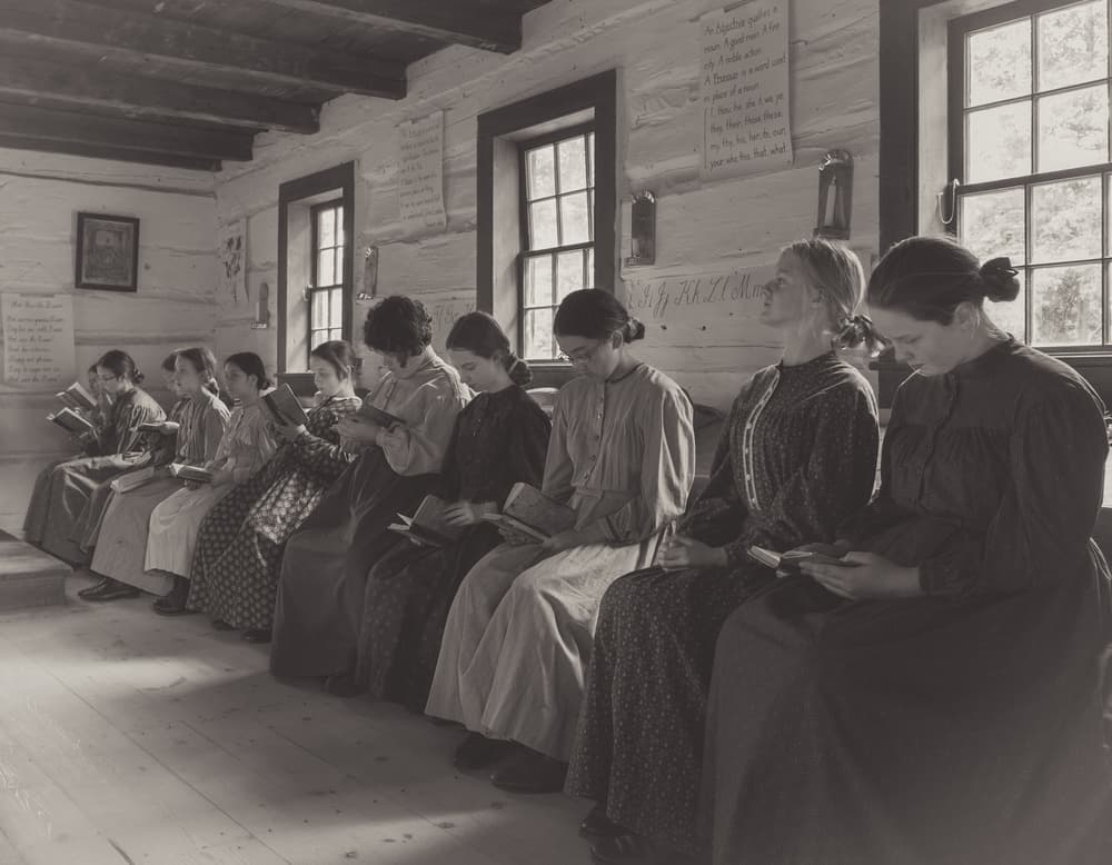 Vintage Schoolroom Reading by Miroslaw Prybinski — canvas wall art