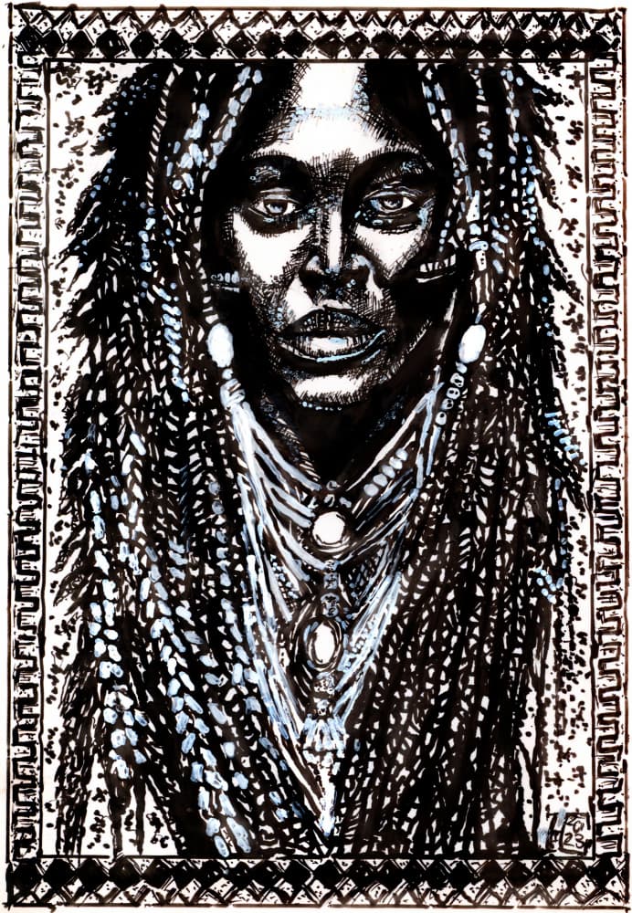 African Dreadlocks Portrait by Tim Hoinkis — canvas wall art