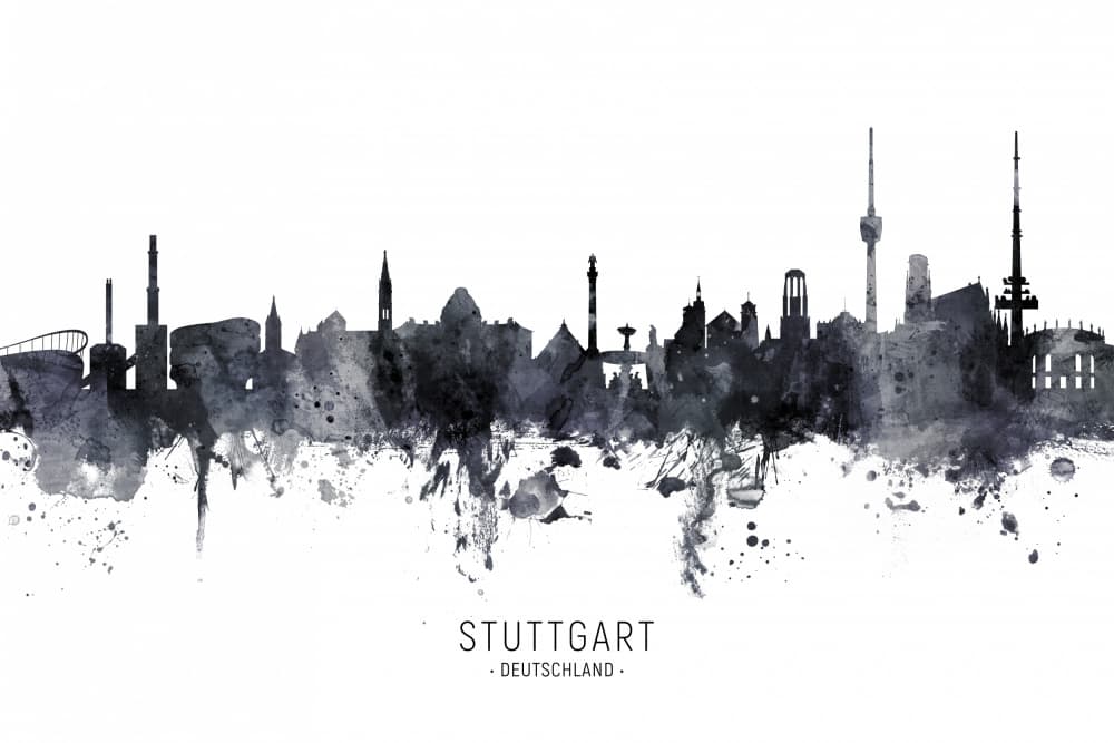 Stuttgart Cityscape Wash by Michael Tompsett — canvas wall art