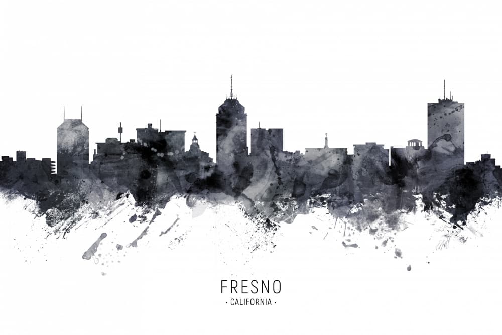Fresno California Skyline by Michael Tompsett — canvas wall art