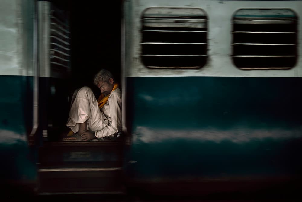 Pensive Train Journey by Nid — canvas wall art
