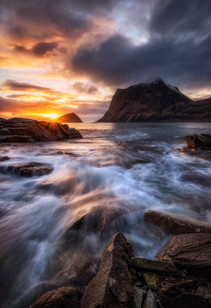 Dramatic Coastal Sunset by Daniel Gastager — canvas wall art