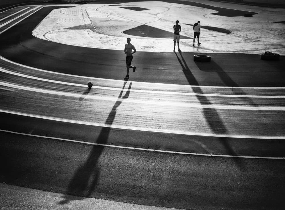 Track Workout Shadows by Sebastian Prioteasa — canvas wall art