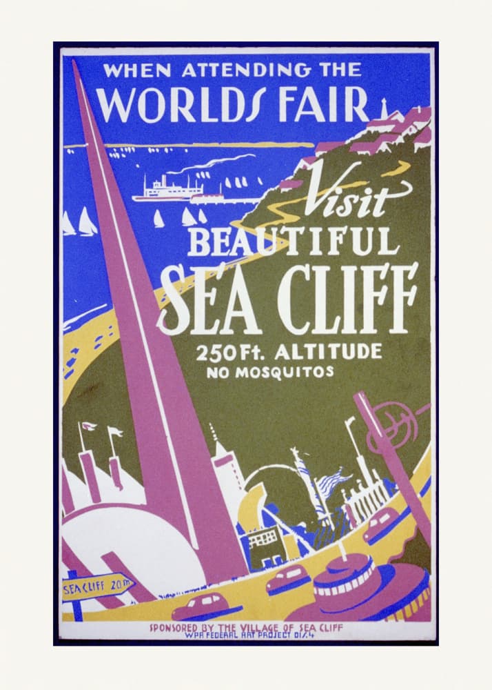 When Attending the Worlds Fair, Visit Beautiful Sea Cliff by Vintage Travel Poster — canvas wall art